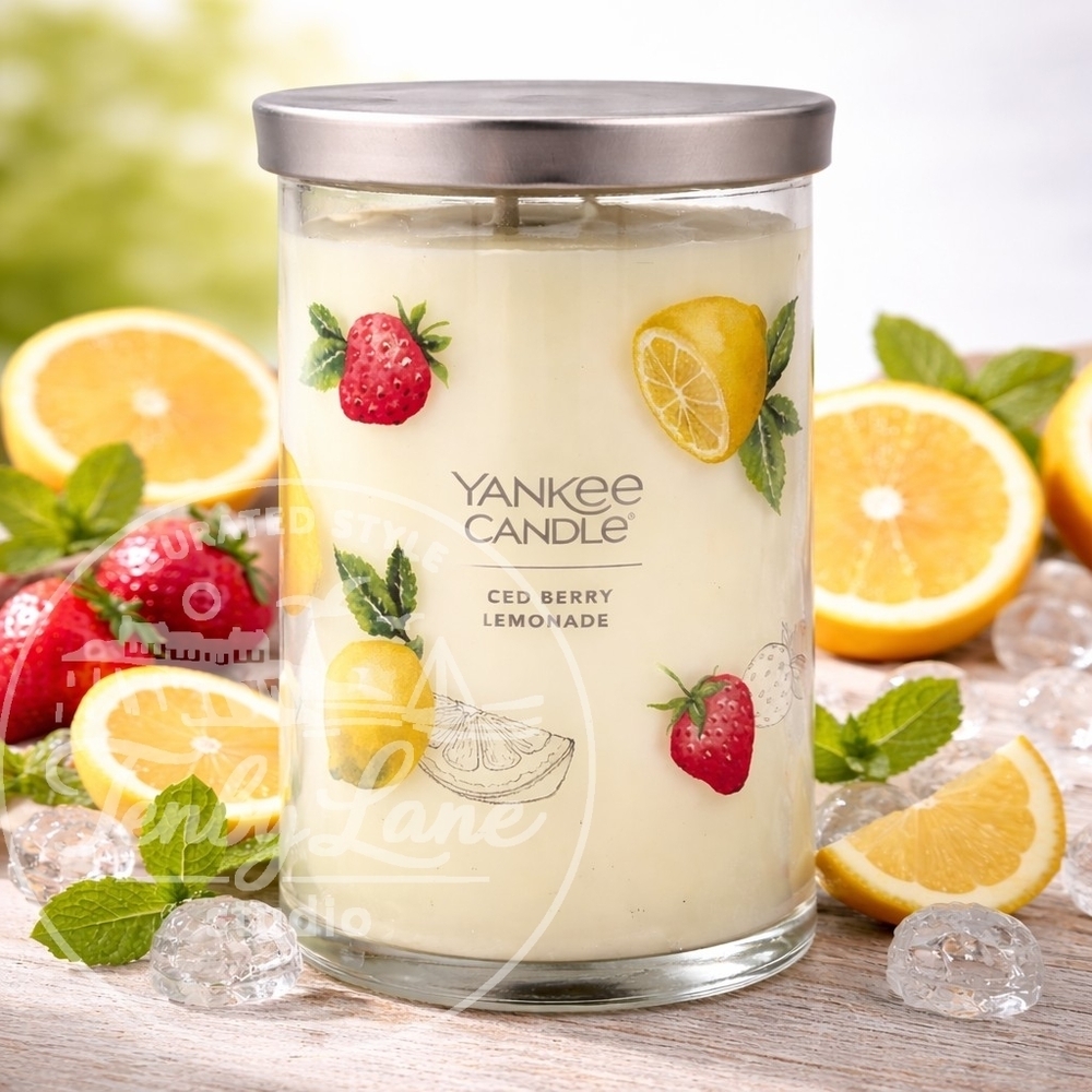 Yankee Candle Iced Berry Lemonade 20oz Signature Tumbler Dual Wick Fresh‎ Citrus